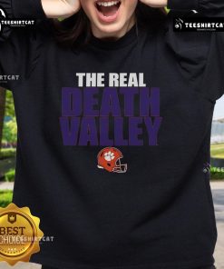 Original Clemson Tigers The Real Death Valley Helmet 2025 Sweatshirt showcasing vibrant team colors and logo.