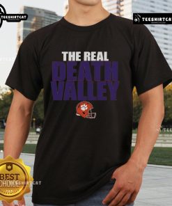 Original Clemson Tigers The Real Death Valley Helmet 2025 T-Shirt featuring vibrant team colors and logo design.