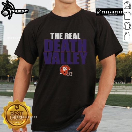 Original Clemson Tigers The Real Death Valley Helmet 2025 T-Shirt featuring vibrant team colors and logo design.
