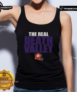 Alt Text: Original Clemson Tigers The Real Death Valley Helmet 2025 tank top featuring vibrant colors and bold team logo.