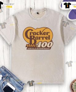 Alt Text: Original Cracker Barrel Cup Race washed t-shirt featuring Nashville Superspeedway 2025 design.
