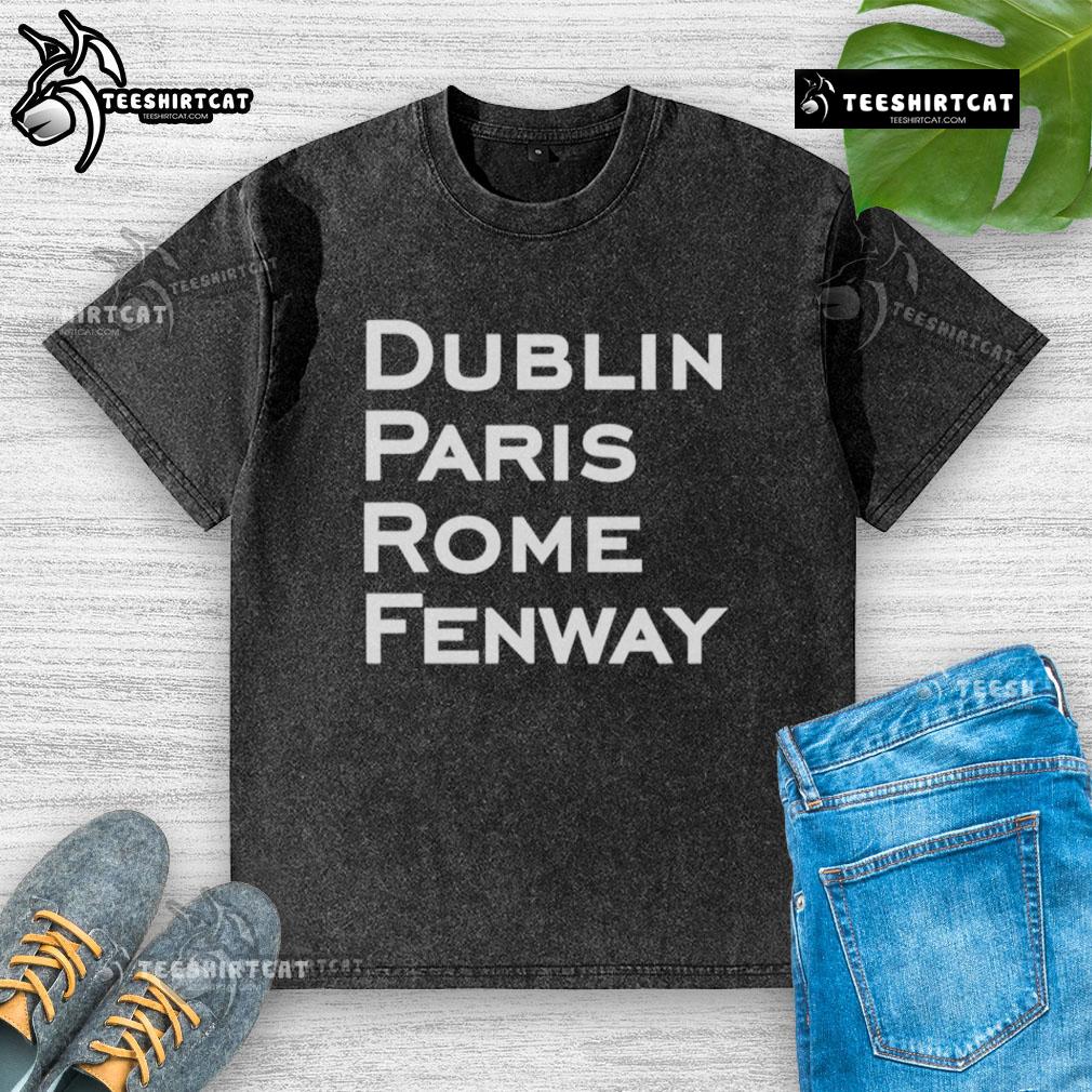 Original Dublin Paris Rome Fenway Boston Red Sox Washed T Shirt Original Dublin Paris Rome Fenway Boston Red Sox washed t-shirt featuring vintage logo and relaxed fit design.
