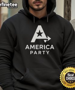 Original Elon Musk American Party Logo Hoodie featuring bold graphics and vibrant colors for supporters.