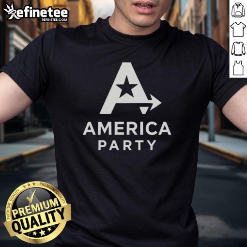 Alt Text: Original Elon Musk American Party Logo T-Shirt featuring bold graphics and vibrant colors, perfect for fans and supporters.