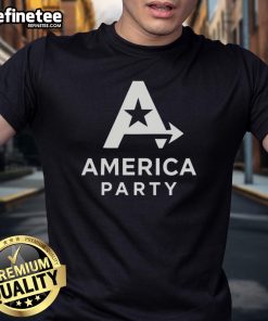 Alt Text: Original Elon Musk American Party Logo T-Shirt featuring bold graphics and vibrant colors, perfect for fans and supporters.