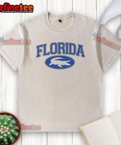 Original Florida Alligators team logo on a washed t-shirt, showcasing vibrant colors and a classic sporty style.