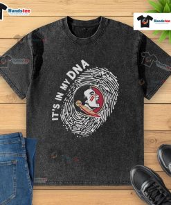 Original Florida State Seminoles In My DNA washed t-shirt featuring vibrant team colors and logo for FSU fans.