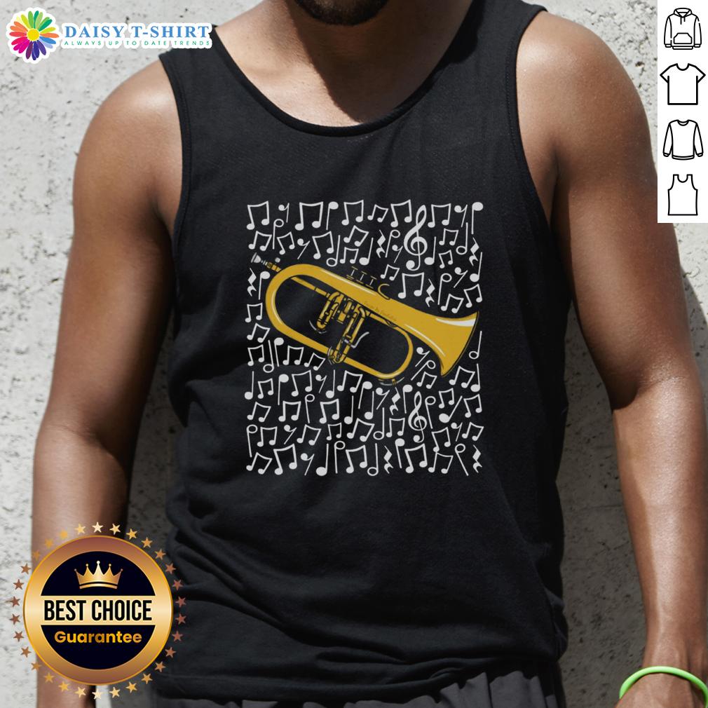 Original Flugelhorn Musical Notes Horn Player Brass Musician Tank Top Original Flugelhorn tank top featuring musical notes and a brass musician playing the horn, perfect for music lovers.