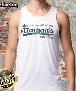 Original Follow The Crowd Nathan's Famous tank top in vibrant colors, perfect for casual outings and summer events.