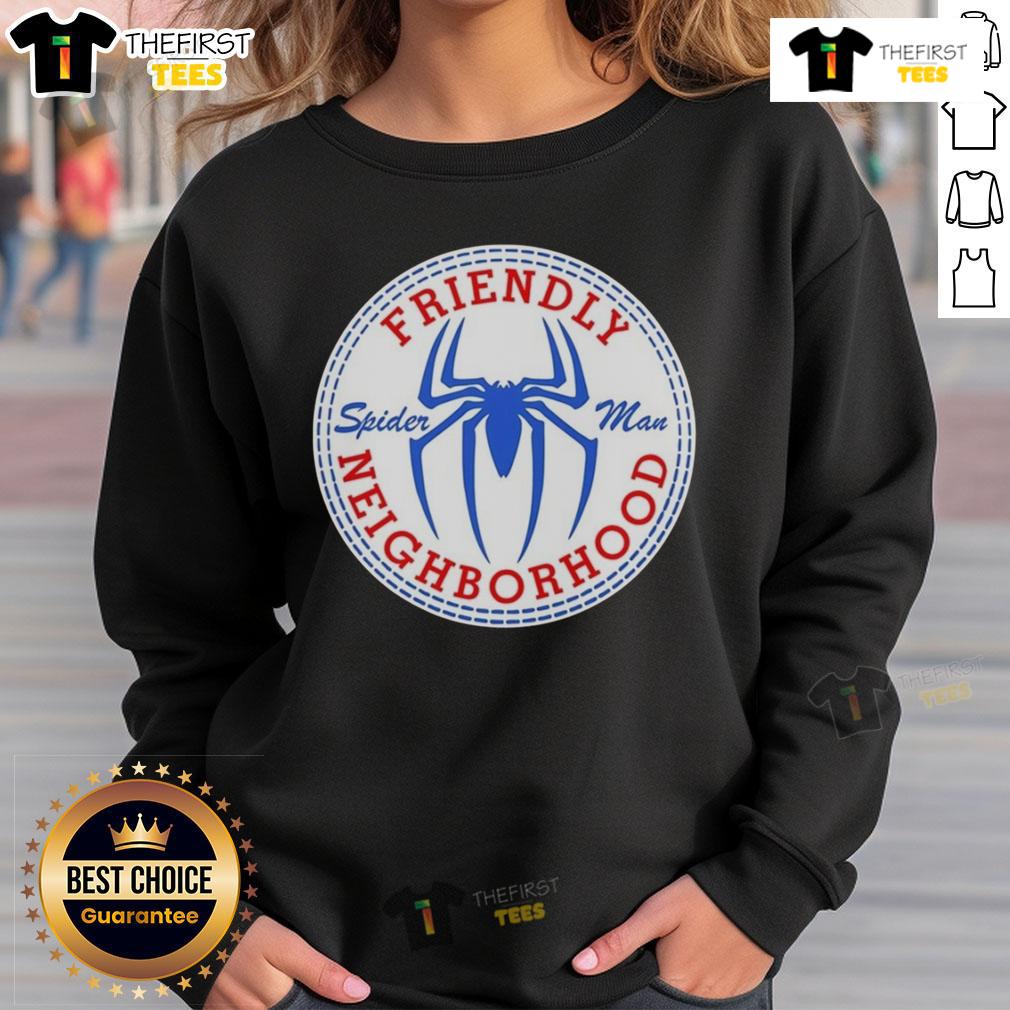 Original Friendly Neighbor Spider Man Logo Sweatshirt Original Friendly Neighbor Spider-Man Logo Sweatshirt featuring iconic Spidey logo on a stylish black background.