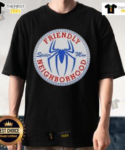 Original Friendly Neighbor Spider Man Logo T-Shirt featuring a vibrant Spidey logo on a stylish tee.