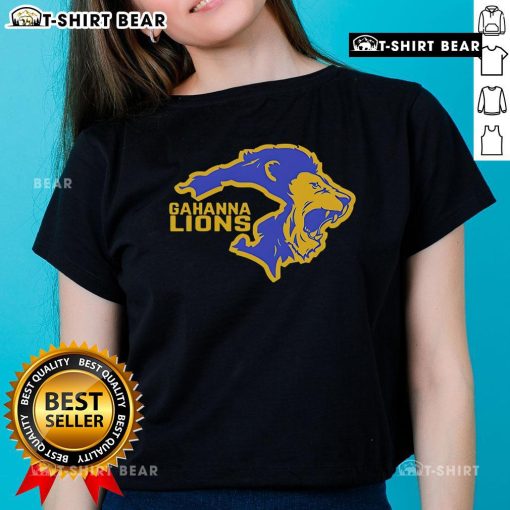 Original Gahanna Double Lion Logo Ladies Tee featuring vibrant design and comfortable fit for stylish casual wear.