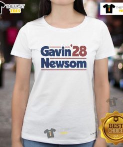 Original Gavin Newsom 2028 Ladies Tee featuring a stylish design perfect for supporters of the California governor.