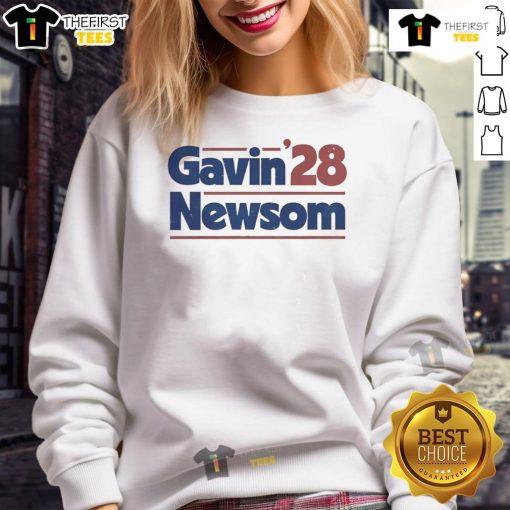 Original Gavin Newsom 2028 sweatshirt featuring bold campaign graphics and a stylish design for supporters.