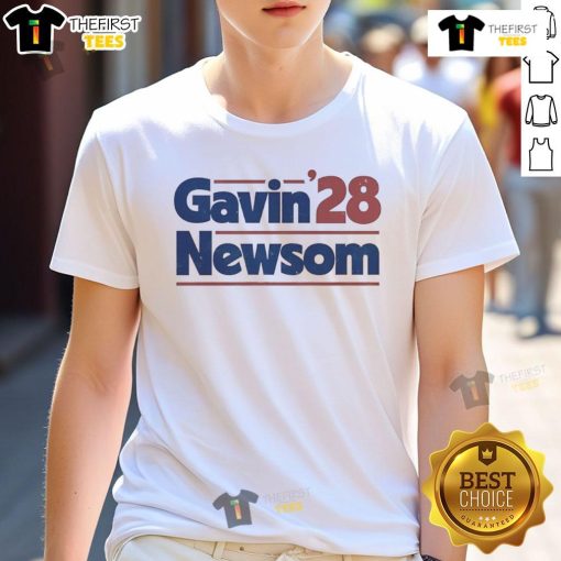 Original Gavin Newsom 2028 T-Shirt featuring bold design and vibrant colors, perfect for supporters of his presidential campaign.