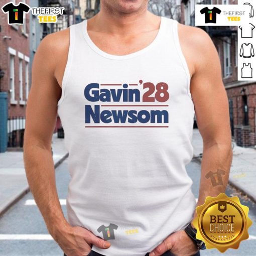 Original Gavin Newsom 2028 tank top featuring a bold design, perfect for political supporters and casual wear enthusiasts.