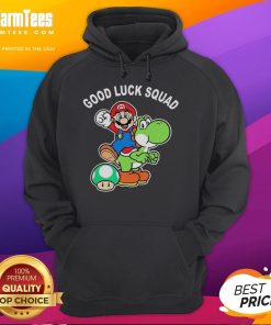 Original Good Luck Squad Super Mario Bros Hoodie featuring vibrant graphics and cozy design for gamers.