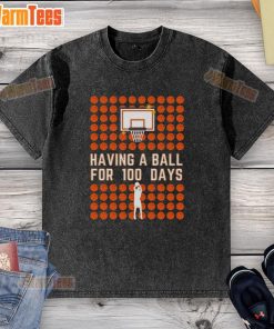 Original Having A Ball for 100 Days washed t-shirt featuring vibrant colors and a playful design, perfect for casual wear.