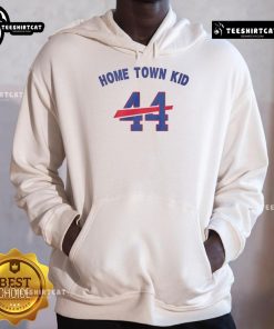 Original Home Town Kid 44 Buffalo Bills Hoodie worn by a fan at a game, showcasing team spirit and style.
