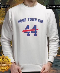 Original Home Town Kid 44 Buffalo Bills sweatshirt in blue, showcasing team spirit and casual style for fans.