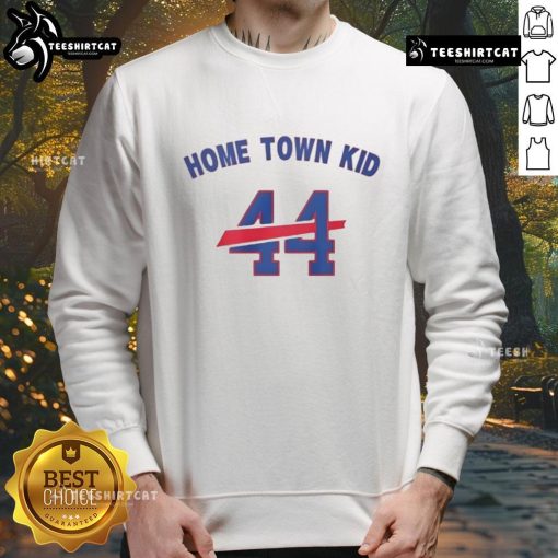 Original Home Town Kid 44 Buffalo Bills sweatshirt in blue, showcasing team spirit and casual style for fans.