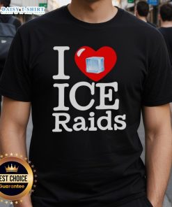 Alt Text: Original I Love Ice Raids T-Shirt featuring a bold design, perfect for fans of ice raids and unique apparel.