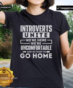 Original Introverts Unite Tee for ladies - perfect for expressing your love for introversion and comfort.