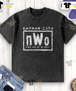 Original Kansas City nWo New World Order washed t-shirt featuring bold graphics and a vintage style.