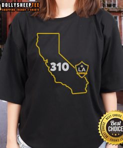 Original LA Galaxy 310 Area Code State Ladies Tee showcasing stylish design for fans of LA Galaxy soccer team.