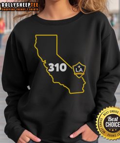 Original LA Galaxy 310 Area Code sweatshirt showcasing stylish design for fans of the soccer team.