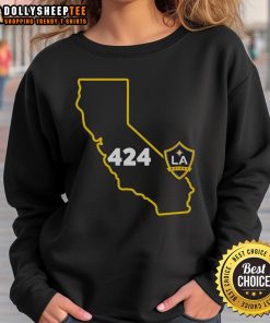 Alt Text: Original LA Galaxy 424 Area Code State sweatshirt featuring stylish design and team colors, perfect for fans.