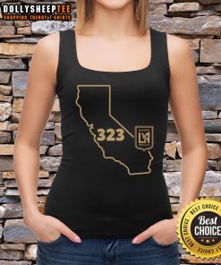 Original LAFC 323 Area Code State Tank Top in black, showcasing stylish design for fans of Los Angeles FC.