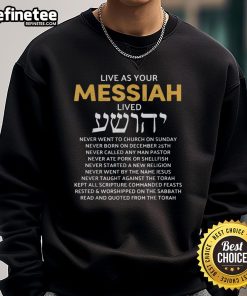 Alt Text: Original Live As Your Jewish Messiah sweatshirt showcasing proud Messianic Hebrew roots design.