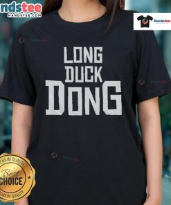 Original Long Duck Dong Ladies Tee featuring a fun graphic design, perfect for casual wear and fans of quirky fashion.