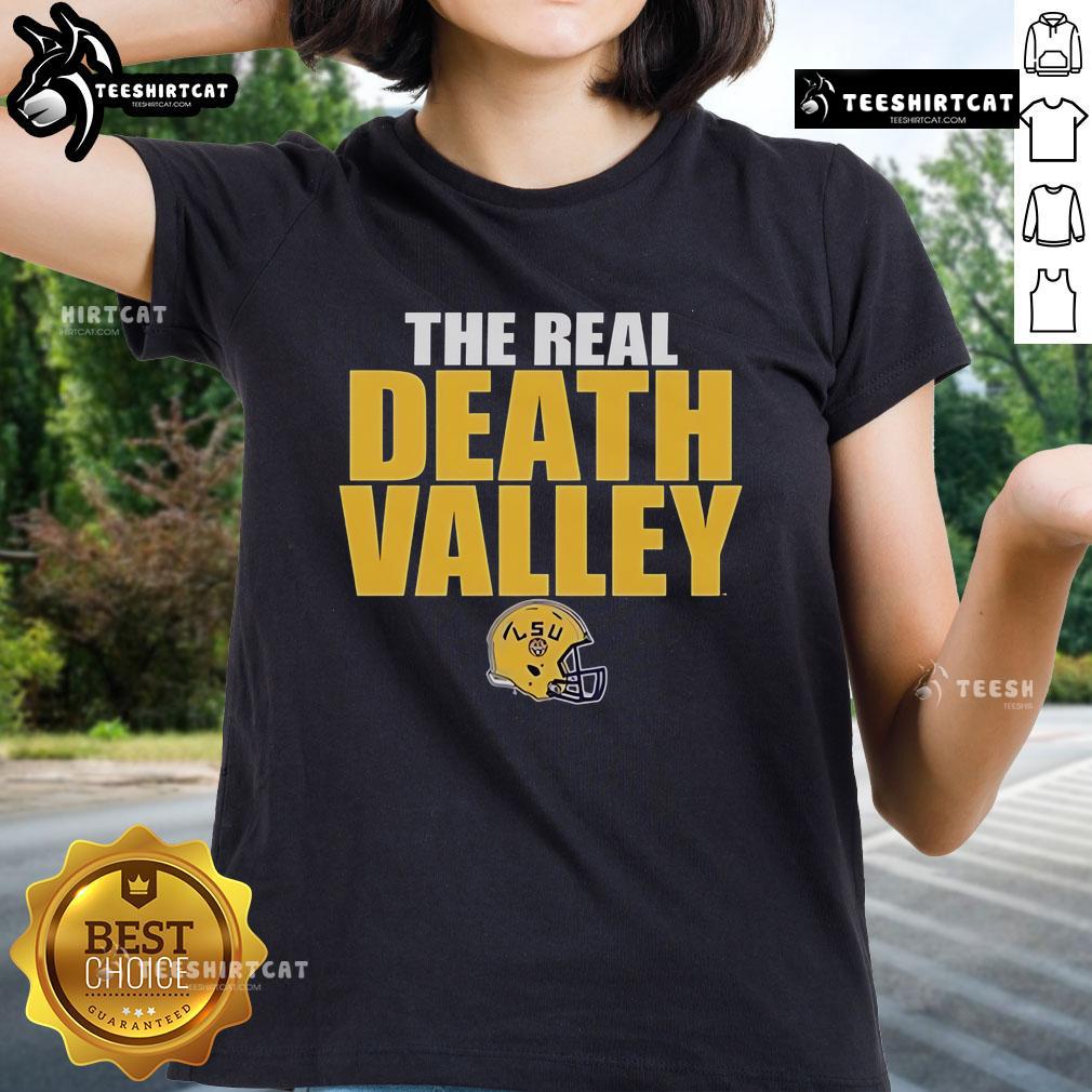 Original Lsu Tigers The Real Death Valley Helmet 2025 Ladies Tee Alt Text: Original LSU Tigers The Real Death Valley Helmet 2025 Ladies Tee showcasing vibrant team colors and stylish design.