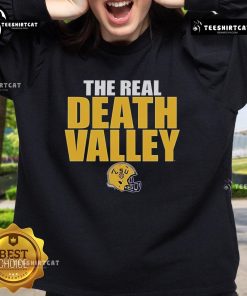 Original LSU Tigers The Real Death Valley Helmet 2025 sweatshirt featuring bold team colors and logo.