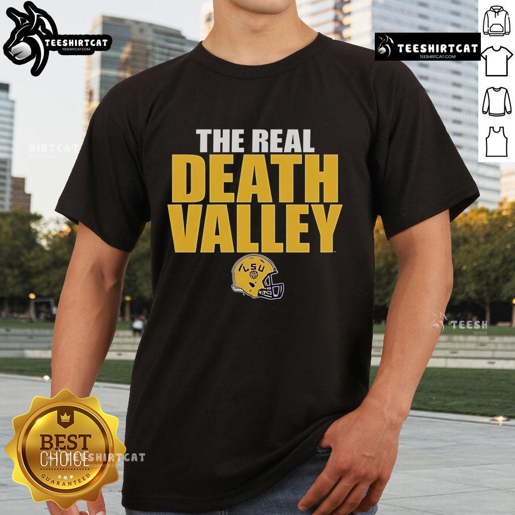 Original Lsu Tigers The Real Death Valley Helmet 2025 T Shirt Alt Text: Original LSU Tigers The Real Death Valley Helmet 2025 T-Shirt featuring vibrant team colors and logo design.