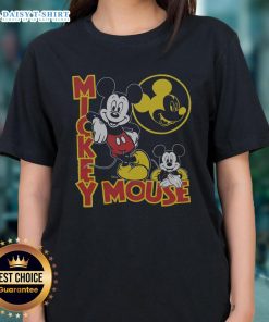 Original Mickey Mouse poses on a stylish ladies tee, perfect for Disney fans looking to showcase their love for classic characters.