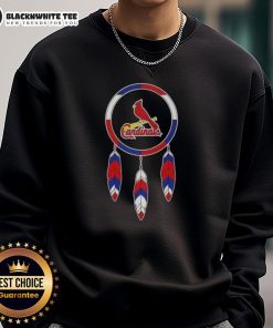 Alt Text: Original Native American Indians X St. Louis Cardinals baseball sweatshirt featuring unique cultural design.