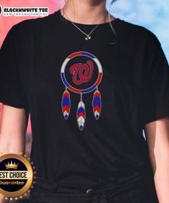 Original Native American Indians X Washington Nationals Baseball ladies tee featuring vibrant graphics and soft fabric.