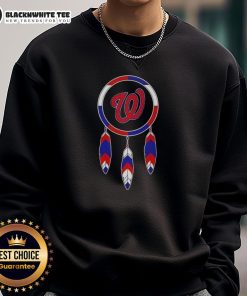 Alt Text: Original Native American Indians X Washington Nationals baseball sweatshirt featuring vibrant team colors and logo.