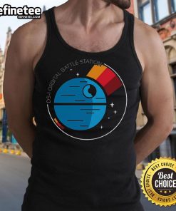Original Orbital Battle Station Tank Top featuring a unique sci-fi design, perfect for fans of space-themed apparel.