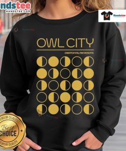 Original Owl City Owatonna Minnesota sweatshirt featuring vibrant design and cozy fabric, perfect for fans and locals.