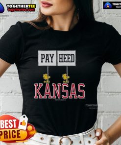 Original Peanuts Woodstock X Kansas Gameday Pay Heed Ladies Tee featuring vibrant graphics and comfortable fit.