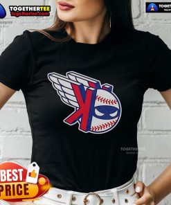 Original Pitching Ninja Cleveland Guardians K-Wings ladies tee featuring a stylish design for baseball fans.