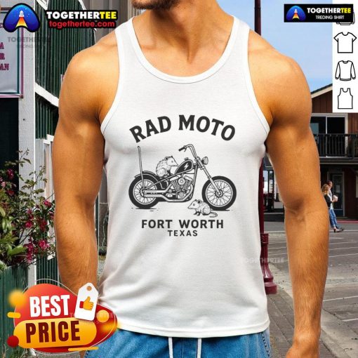 Original Possum Rad Moto Fort Worth Texas tank top featuring a vibrant design and stylish cut for bikers and enthusiasts.