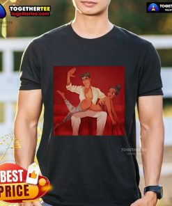 Alt Text: Original Princess Tiana and Prince Naveen Naughty T-Shirt featuring vibrant colors and playful design for Disney fans.