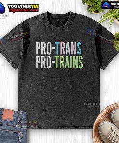 Original Pro Trans Pro Trains Washed T-Shirt featuring a vibrant graphic design, perfect for train enthusiasts and casual wear.