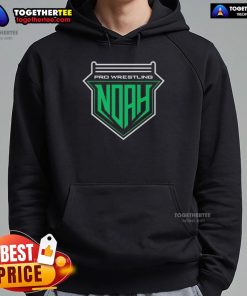 Original Pro Wrestling Noah logo hoodie featuring a bold design in black and white, perfect for wrestling fans.