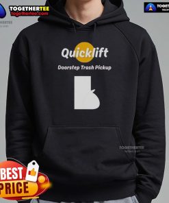 Original Quicklift Doorstep Trash Pickup Hoodie: Comfortable hoodie for eco-friendly waste collection and community cleanup.